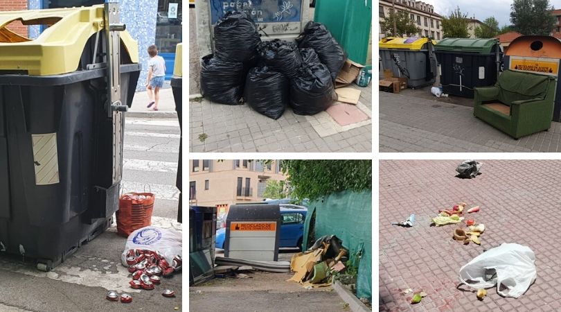 Las bolsas de basura, dentro de los contenedores