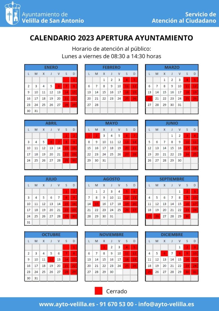 calendario apertura ayto 2023