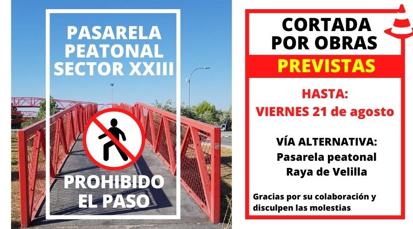 NUEVO AVISO OBRAS PASARELA SECTOR XXIII