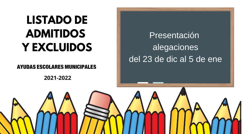Publicados los listados de admitidos y excluidos de las Ayudas Escolares Municipales 2021