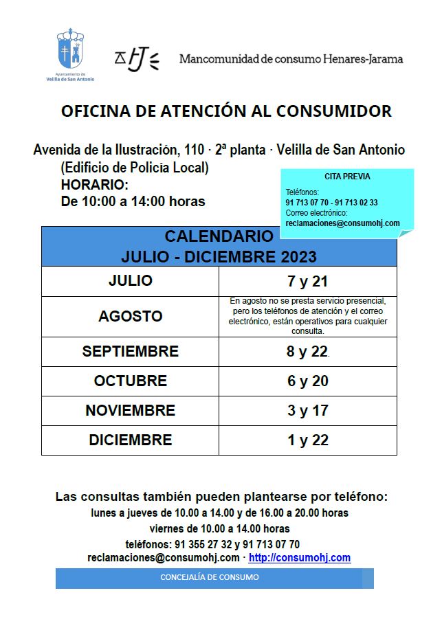 calendario consumo 2 semestre 2023