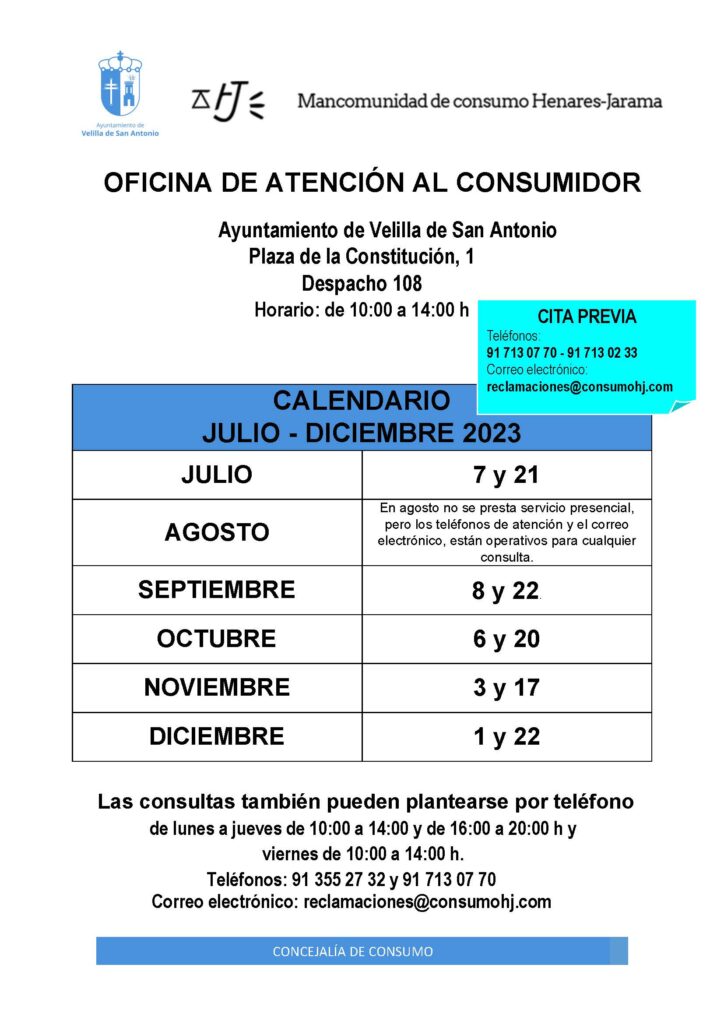 calendario consumo 2 semestre 2023 nueva ubicacion