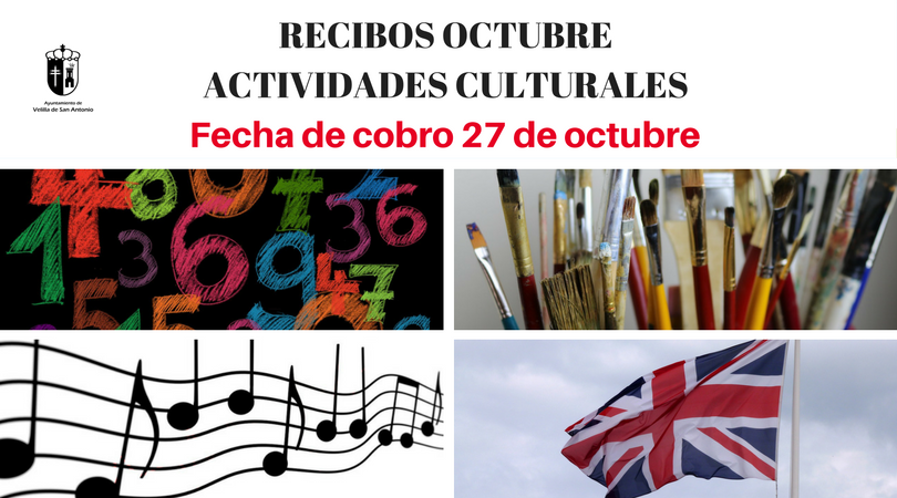 Aviso sobre el cobro de los recibos de las actividades culturales del mes de octubre