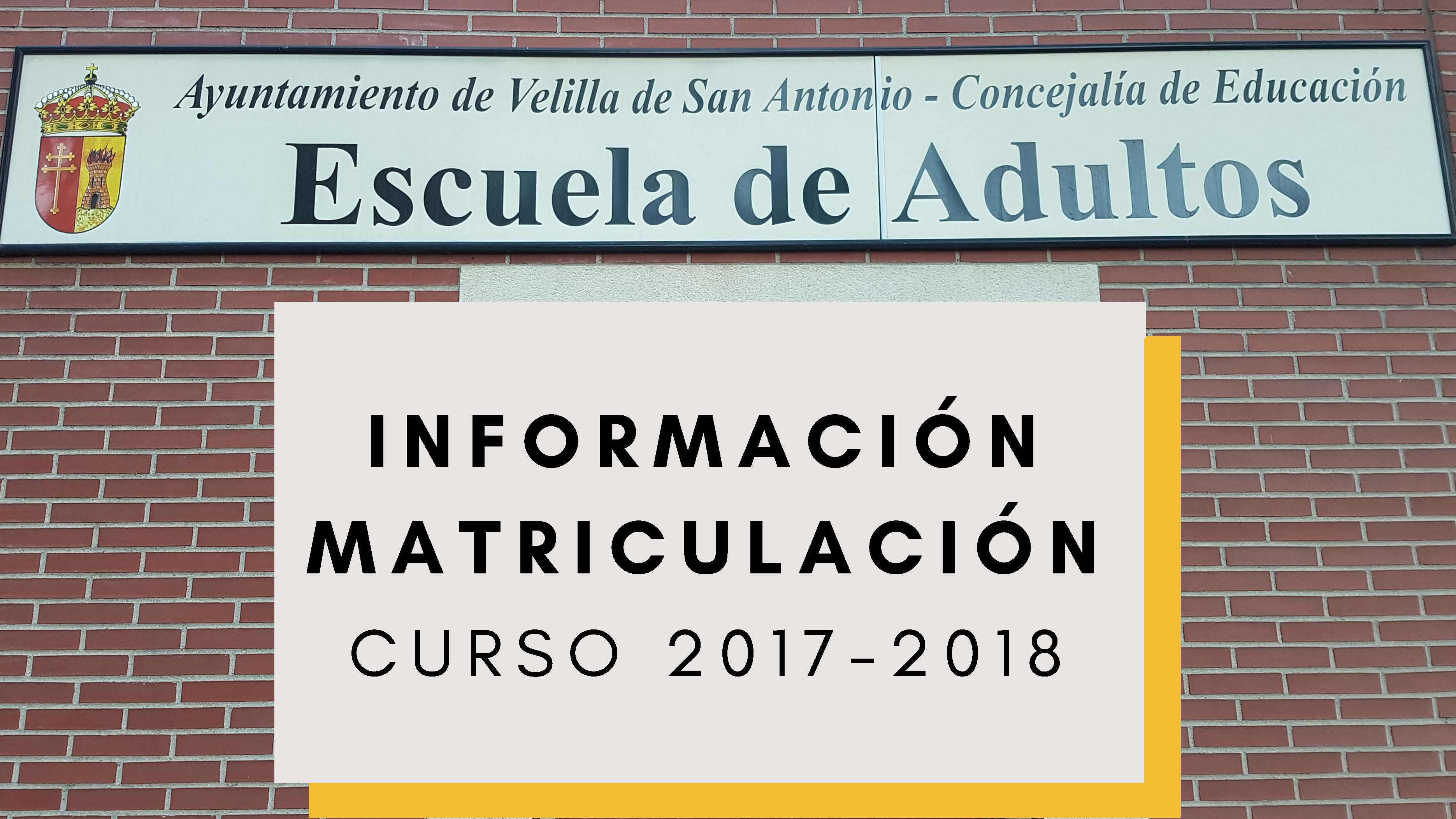 Enseñanzas para adultos en Velilla. Matriculación curso 2017-2018